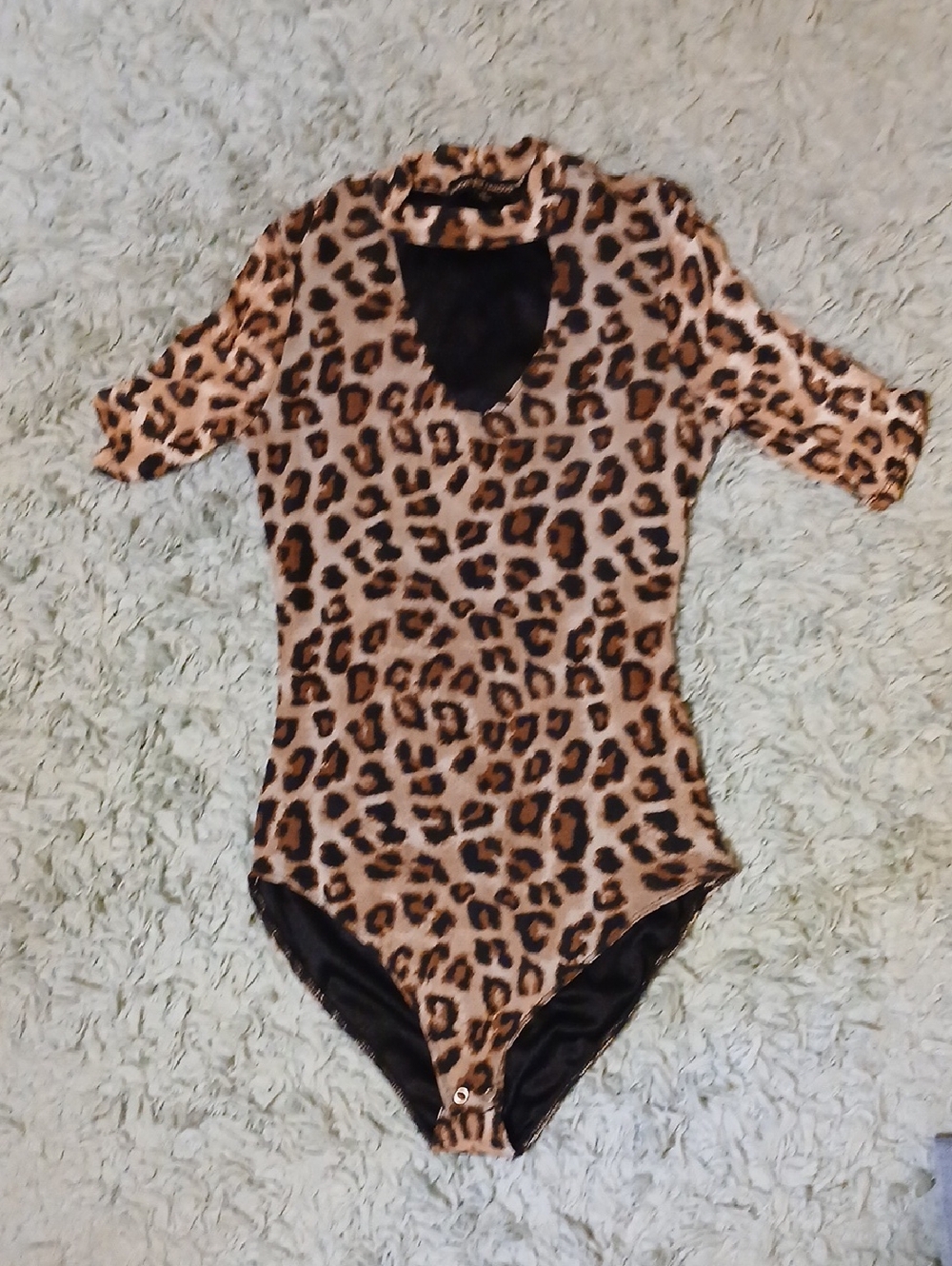 Almost Famous Leopard Print Bodysuit - Tan and Black